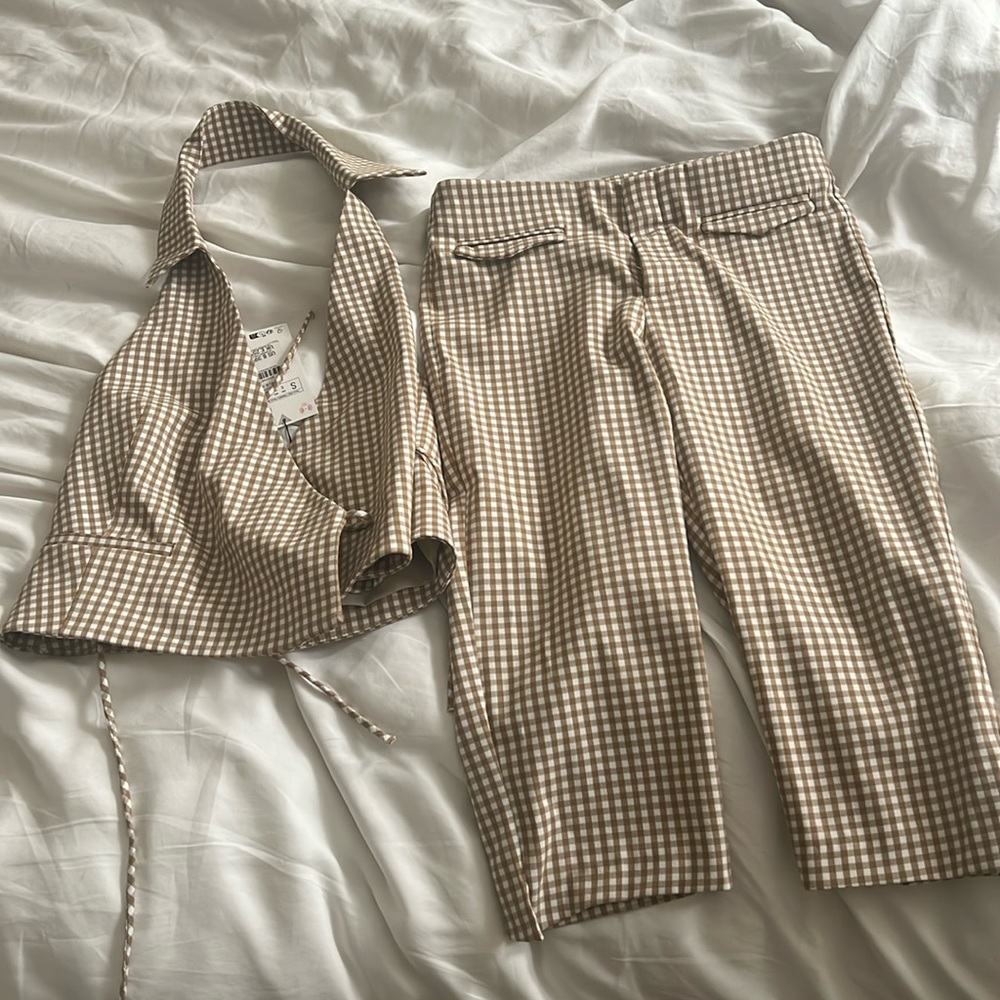 ZARA gingham vest and capri set